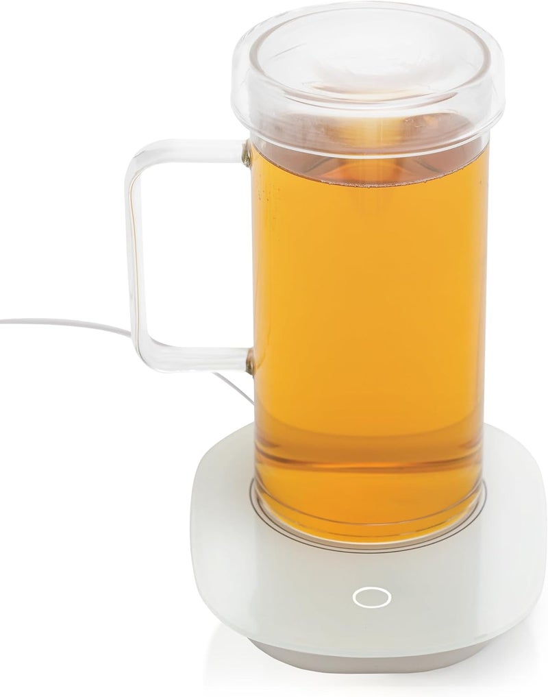 FLFK 20 oz Glass Coffee Mug with USB Cup Warmer,Heated Mug Warmer for Coffee & Tea,Portable USB-Powered Desk Glass Cup Heater for Office. - Image 1